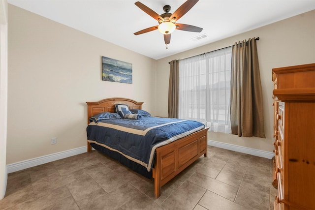 bedroom featuring ceiling fan