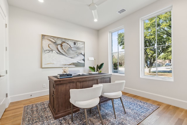 home office featuring light wood-type flooring