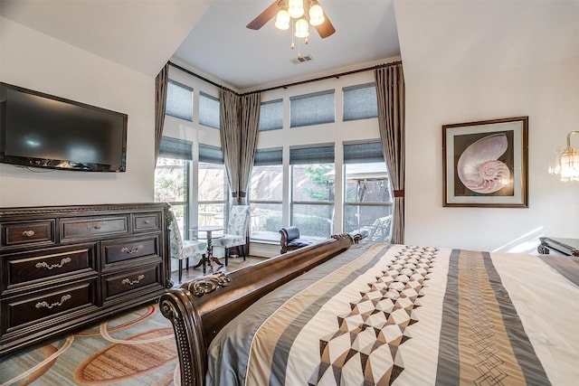 bedroom featuring ceiling fan