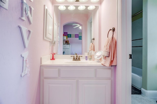 bathroom with shower / bath combination and vanity