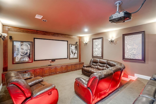 view of carpeted home theater