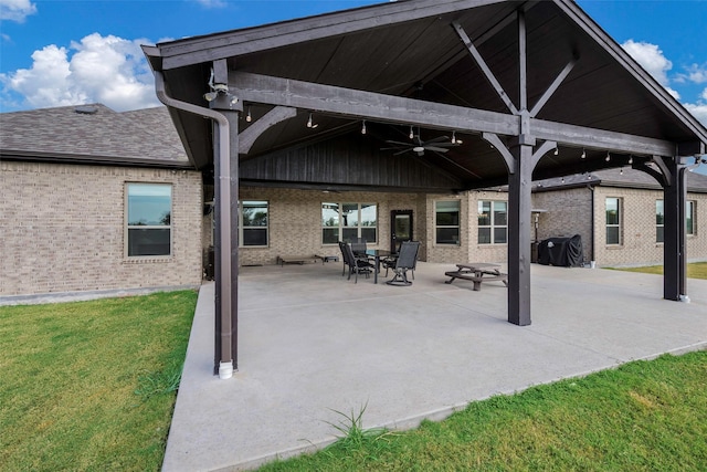 view of patio / terrace with ceiling fan