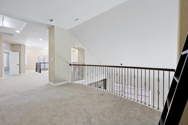 1776 Halifax St, Roanoke, TX 76262 - hallway with attic access, carpet, and baseboards