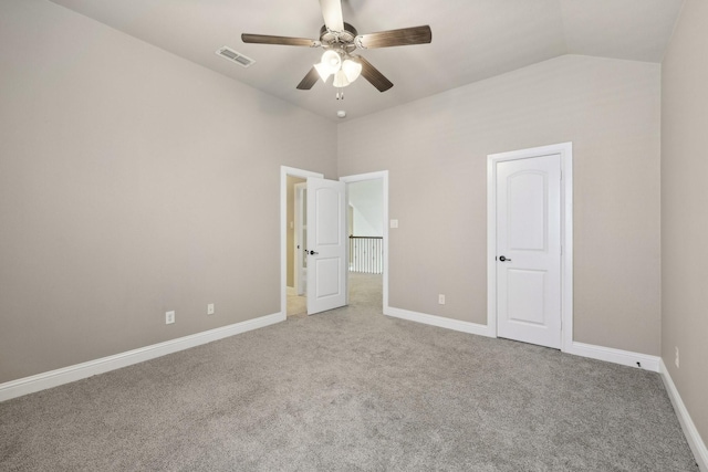 1776 Halifax St, Roanoke, TX 76262 - unfurnished bedroom featuring carpet floors, baseboards, lofted ceiling, and a ceiling fan