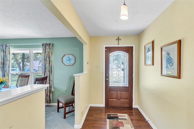 entryway featuring dark wood-type flooring