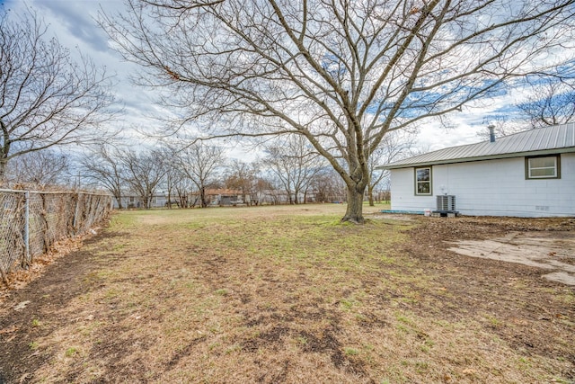 view of yard featuring central AC