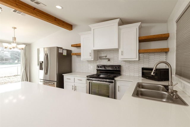 kitchen featuring white cabinets, sink, and stainless steel appliances