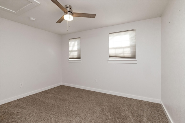 carpeted empty room with ceiling fan