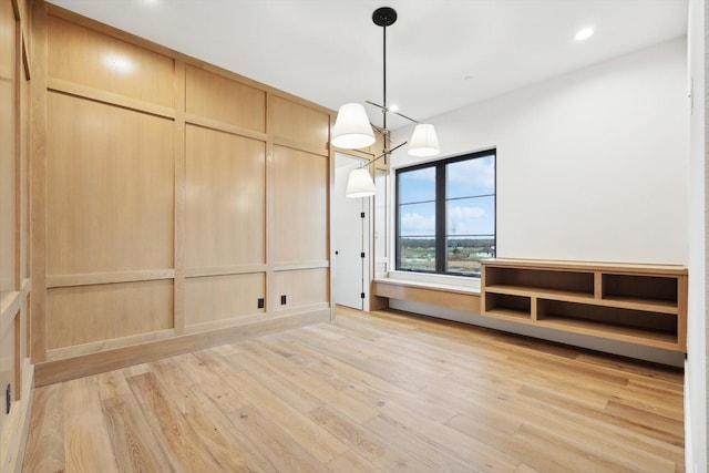 interior space with light hardwood / wood-style floors