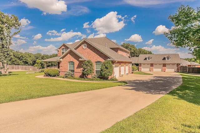 view of front of home with a front lawn