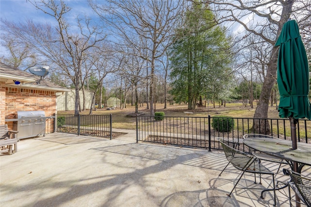 view of patio / terrace featuring a grill