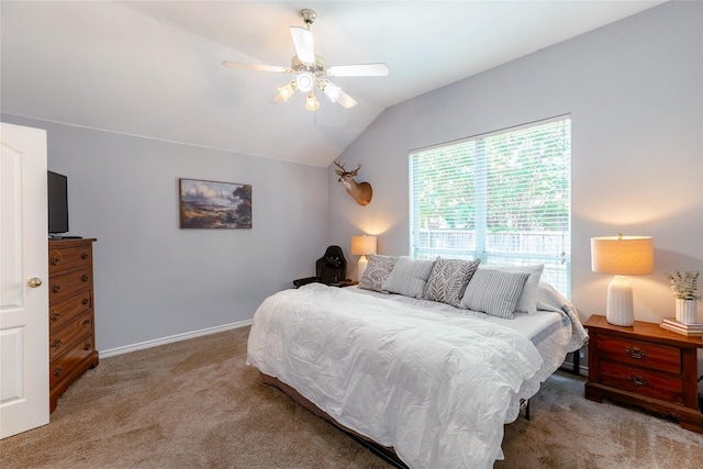 3729 Cook Ct, Fort Worth, TX 76244 - carpeted bedroom featuring vaulted ceiling, a ceiling fan, and baseboards