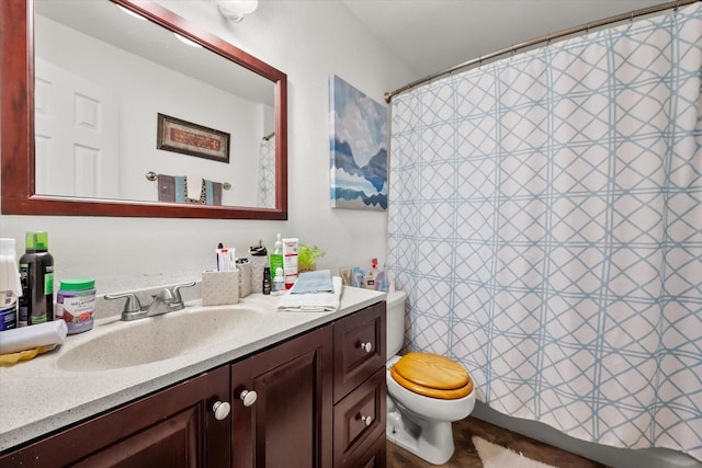 bathroom with toilet and vanity