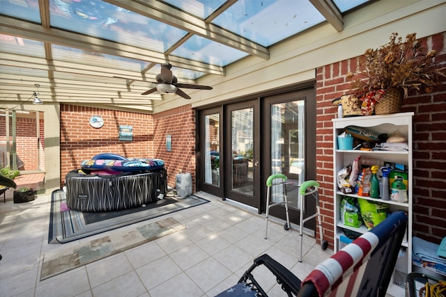 view of patio featuring a ceiling fan