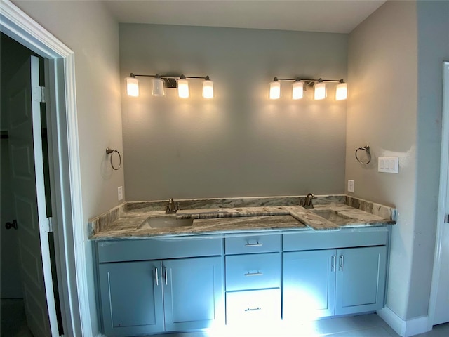 bathroom with tile patterned flooring and vanity