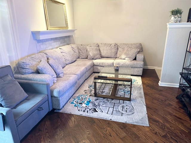 living room featuring dark hardwood / wood-style flooring