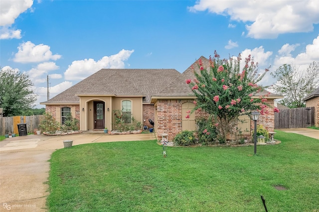 view of front of home featuring a front lawn