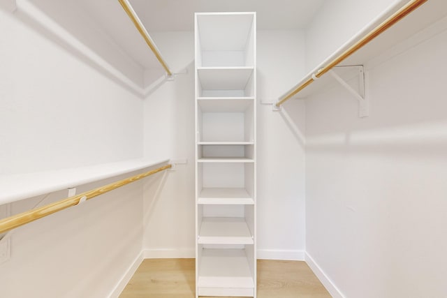 spacious closet featuring light wood-type flooring