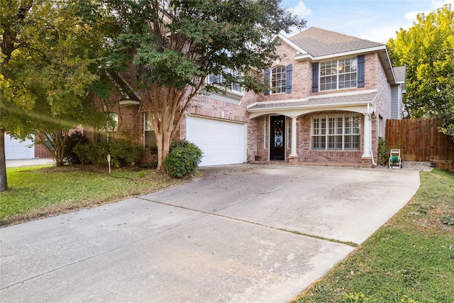 view of front of property with a front lawn