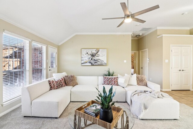 bedroom featuring ceiling fan, vaulted ceiling, and carpet floors