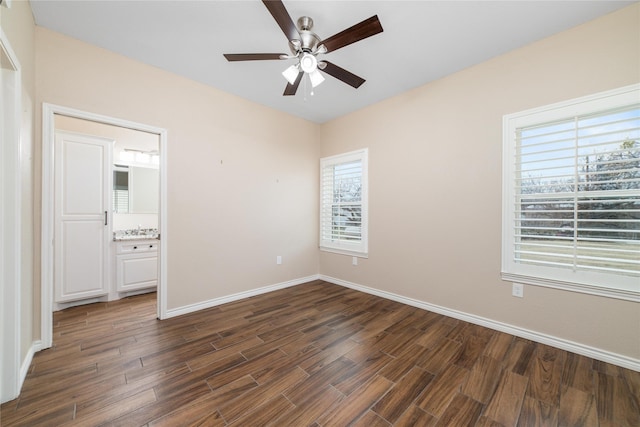 unfurnished room with ceiling fan