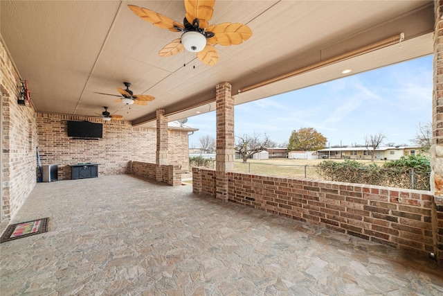 view of patio with ceiling fan