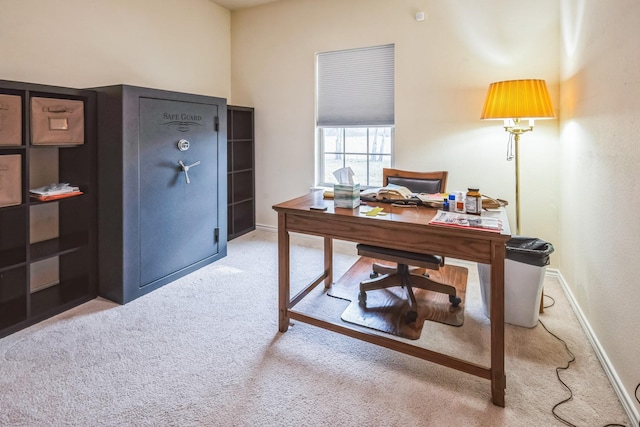 view of carpeted home office