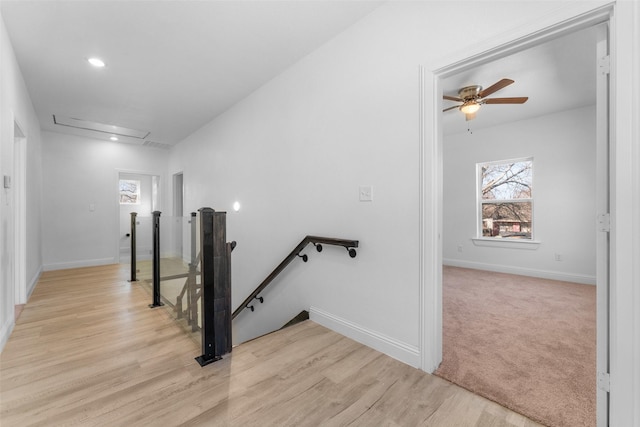 hall with light wood-type flooring