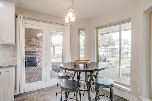 dining area featuring light hardwood / wood-style flooring