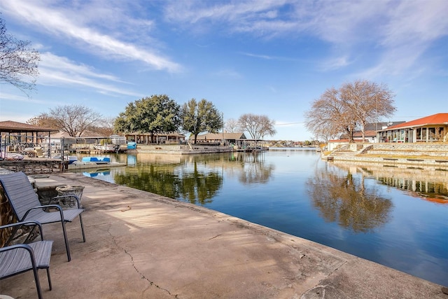 dock area featuring a water view