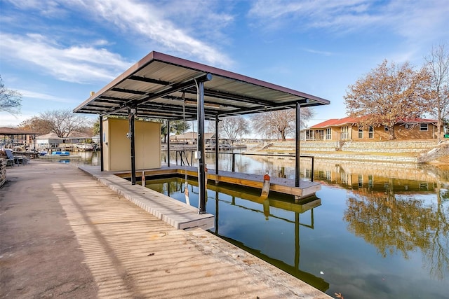 view of dock featuring a water view