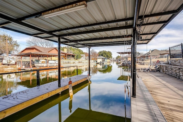 view of dock featuring a water view