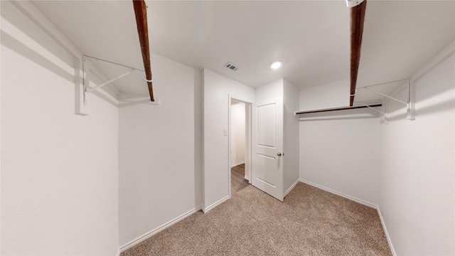 spacious closet with light colored carpet