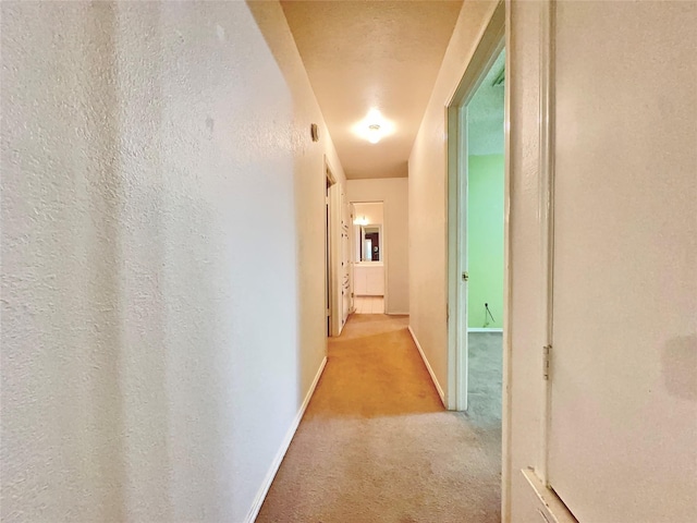 hallway with light carpet