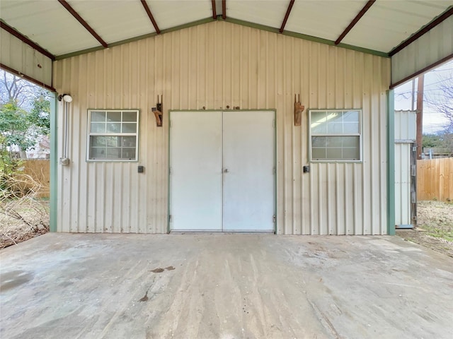 interior space featuring vaulted ceiling