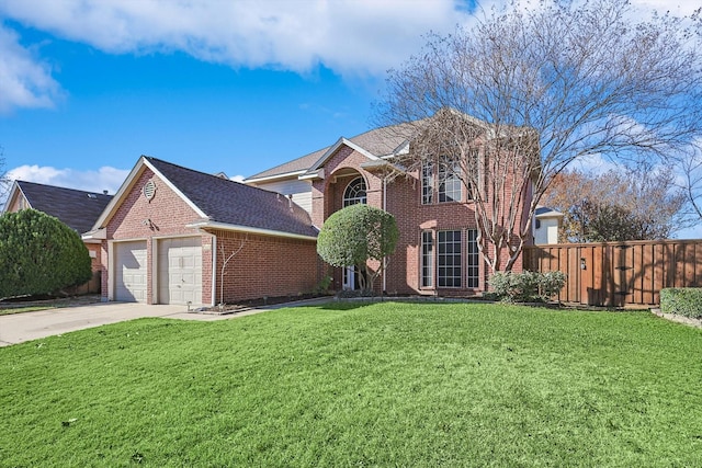 front of property with a garage and a front lawn