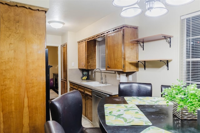 kitchen featuring sink, backsplash, and dishwasher