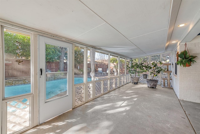 view of unfurnished sunroom