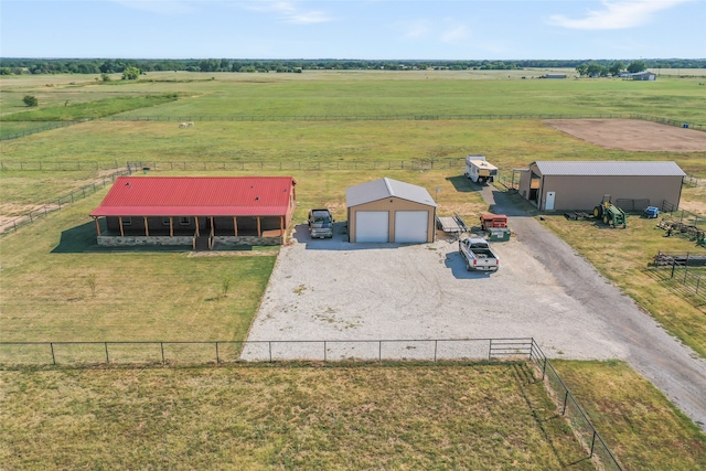 drone / aerial view with a rural view