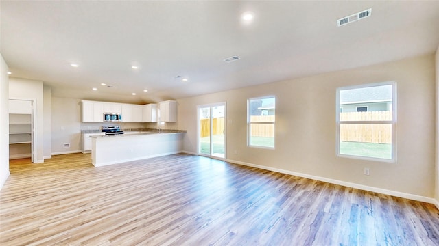 unfurnished living room featuring light hardwood / wood-style floors