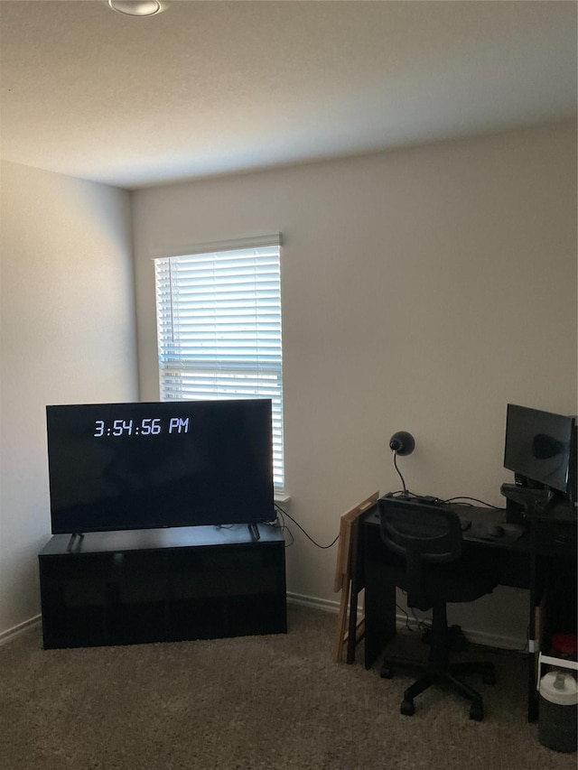 view of carpeted home office