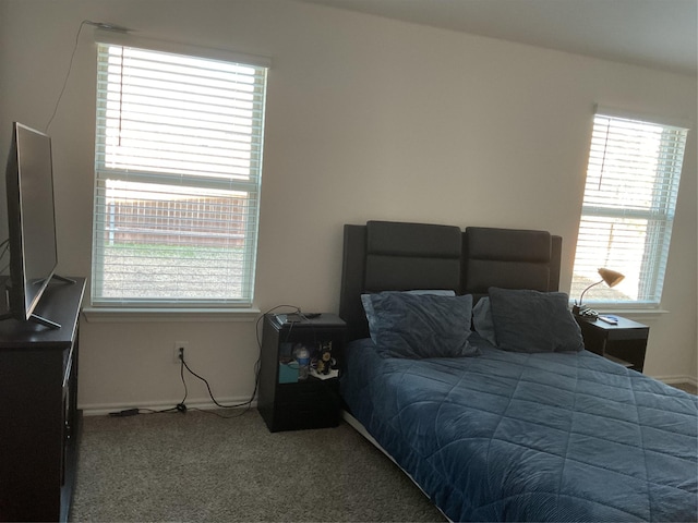 bedroom with carpet flooring and multiple windows