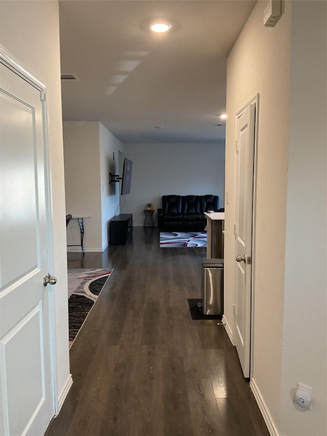 hall featuring dark hardwood / wood-style flooring