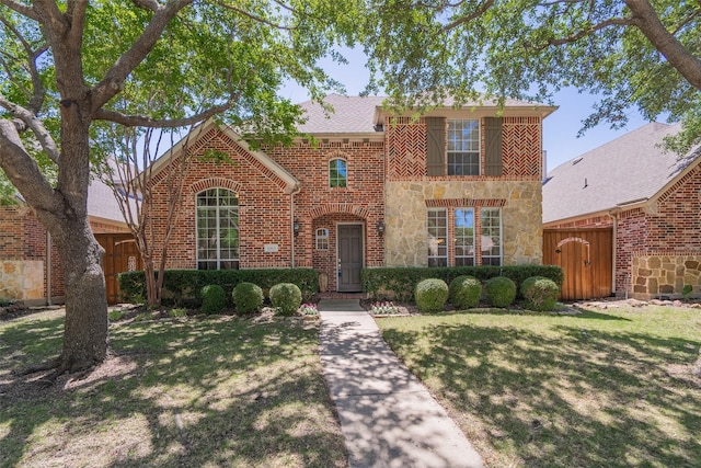 view of front of property with a front lawn