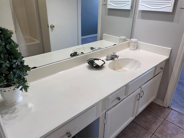 bathroom featuring vanity and tile patterned floors