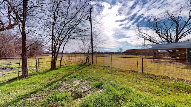 view of yard featuring a rural view