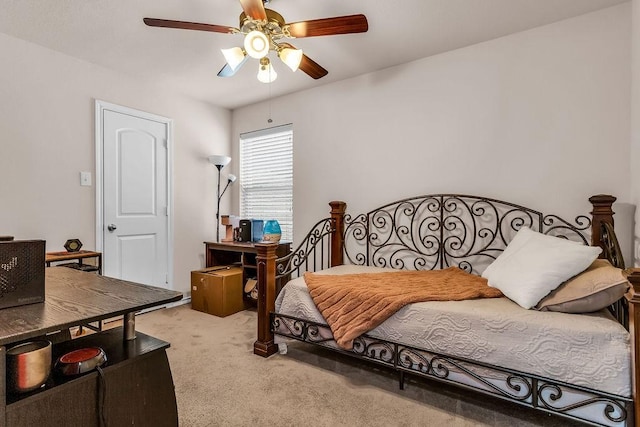 bedroom with carpet floors and ceiling fan