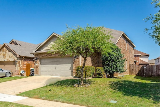 view of front of home with brick siding, a garage, and concrete driveway