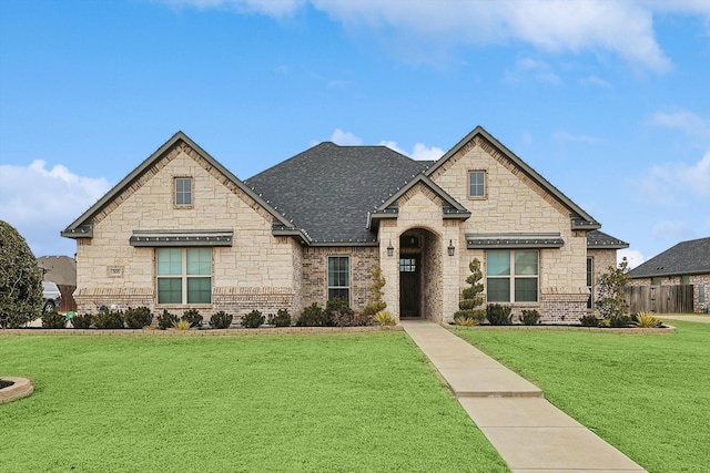 view of front facade featuring a front yard