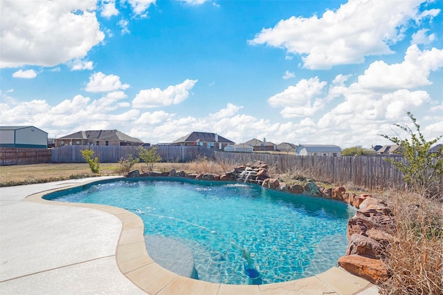 view of pool featuring pool water feature